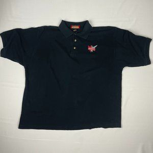 Vintage Harvard Square Smirnoff Logo Black Polo Cotton Button Collar Shirt XL